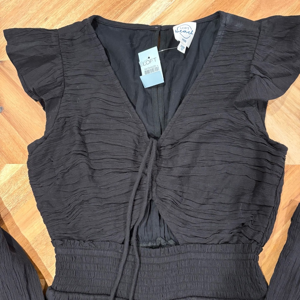 LOFT Black Ruffled Jumpsuit - Picture 2 of 9
